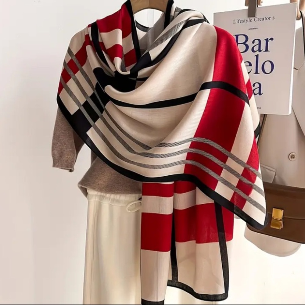 Chic Red & Black Plaid Wrap
